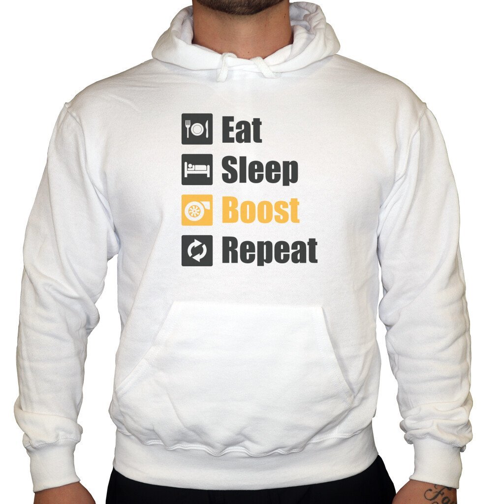 Eat Sleep Boost Repeat - Unisex Hoodie in Weiß von TurboArts
