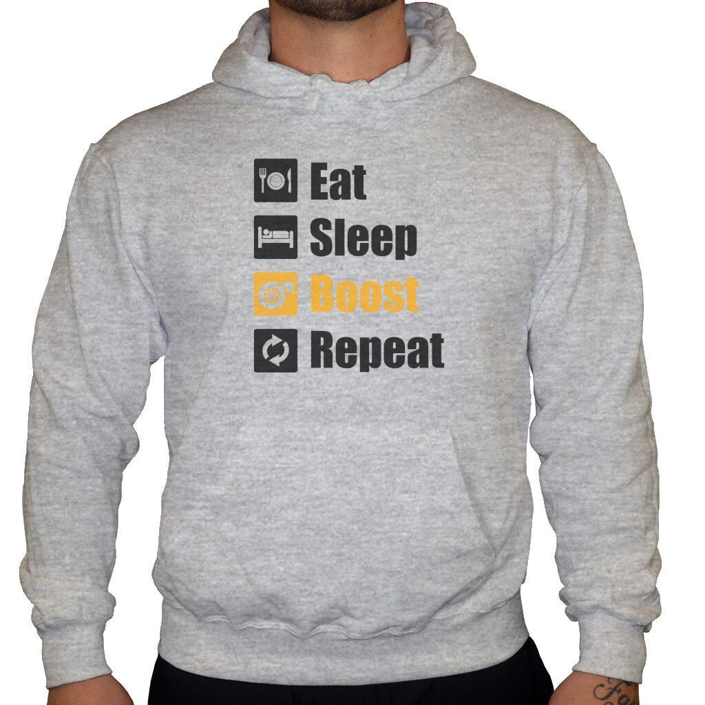 Eat Sleep Boost Repeat - Unisex Hoodie in Grau von TurboArts