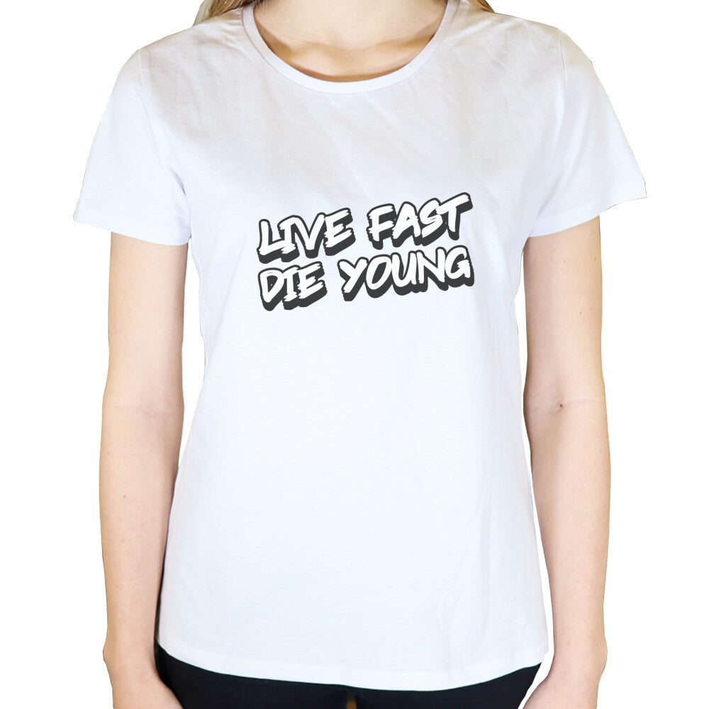 Live Fast Die Young - Damen T-Shirt in Weiß von TurboArts